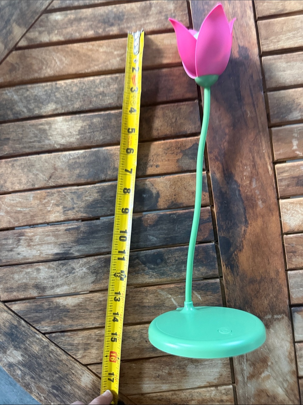 Pink Tulip Desk Lamp with Green Stem and Base